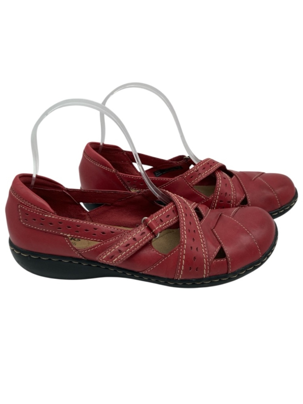 Clarks Wide Width Leather Mary Jane Flats